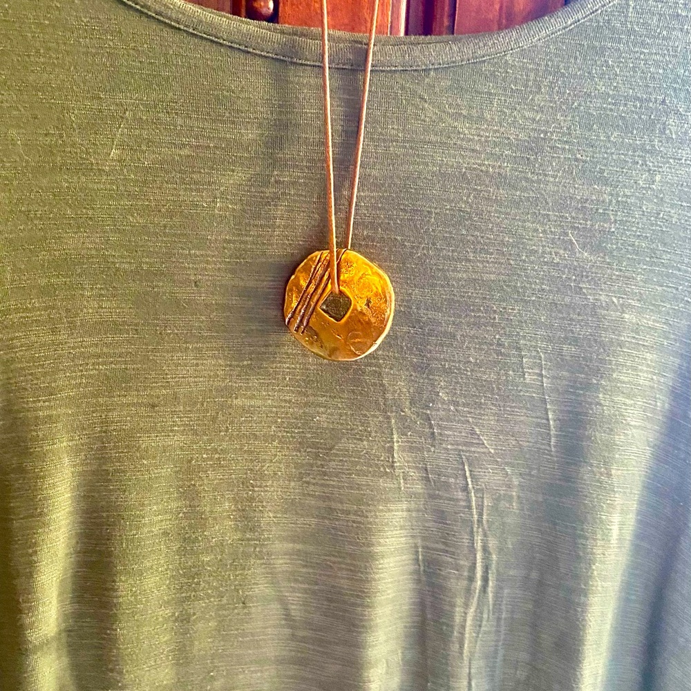 Heavy Mayan brass pendant